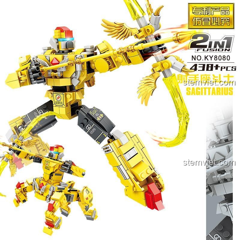 Robot Biến Hình Xạ Thủ KAZI KY8080, bộ lắp ghép Robot Chiến Binh Cung Hoàng Đạo, đồ chơi mô hình cho bé trai 6 tuổi, chất lượng cao
