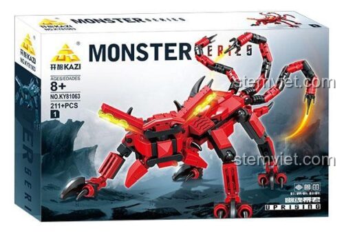 Hộp đơn KAZI KY81063 Robot biến hình màu đỏ, 211 mảnh ghép, đồ chơi lắp ráp cho bé trai 6 tuổi.