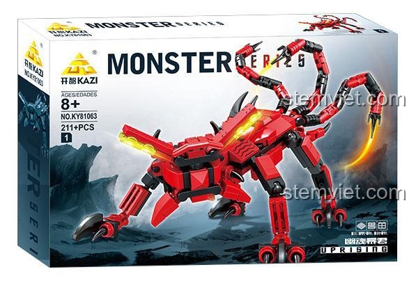 Hộp đơn KAZI KY81063 Robot biến hình màu đỏ, 211 mảnh ghép, đồ chơi lắp ráp cho bé trai 6 tuổi.