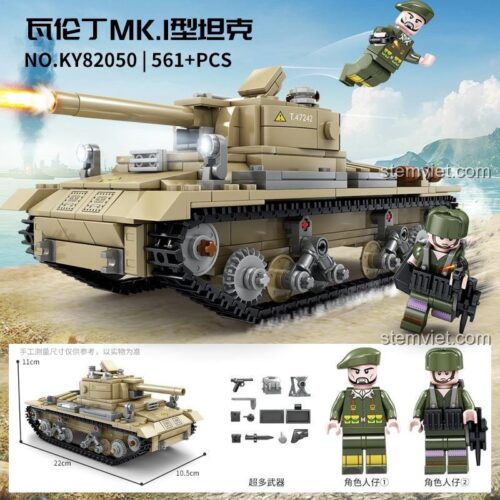 Xe tăng Valentine MK.I KAZI KY82050 với minifigures và phụ kiện