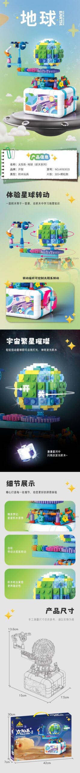 Chi tiết mô hình KAZI KY83035 Hệ Mặt Trời Trái Đất