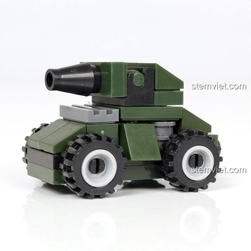 Mô hình Xe Tăng Quân Sự KAZI KY84014 đồ chơi lắp ráp 37 chi tiết, xe bọc thép mini màu xanh lá cho bé trai yêu thích quân đội.