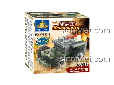 Mô hình đồ chơi lắp ráp Xe Trinh Sát Dã Chiến KAZI KY84015, giá rẻ, gồm 25 mảnh, phù hợp cho bé trai 6 tuổi.