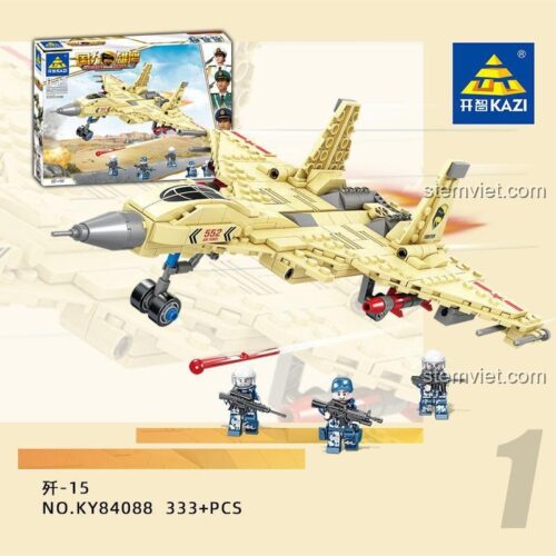 Máy bay chiến đấu J-15 KAZI KY84088, bộ đồ chơi máy bay chiến đấu, 333 mảnh, màu vàng, phù hợp cho bé trai 6 tuổi, rèn luyện định hướng không gian, kiên nhẫn, phối hợp tay mắt, quan sát, sáng tạo ý tưởng, suy luận logic, tập trung chi tiết, thiết kế, giá tốt