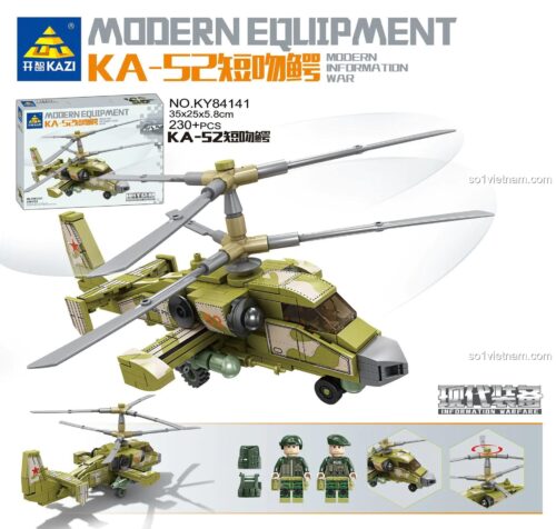 Hộp sản phẩm Trực thăng KA-52 Cá Sấu KAZI KY84141 bộ đồ chơi quân sự