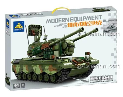 Hộp đồ chơi mô hình KY84143 Xe Tăng Gepard KAZI, quà tặng cho bé trai 8 tuổi, giá rẻ