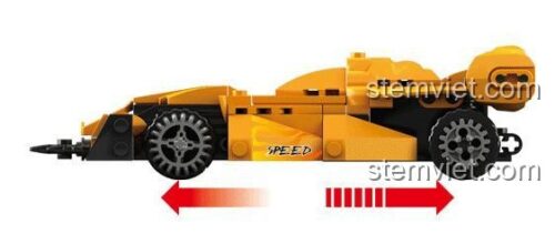 Đồ chơi xếp hình Xe Đua Tốc Độ Bão Táp KAZI có động cơ kéo lùi mạnh mẽ, phù hợp cho con trai 6 tuổi.