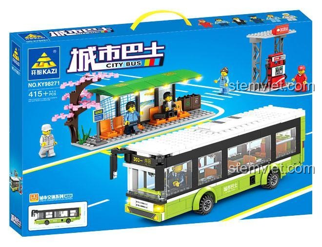 Hộp bộ lắp ghép KAZI KY98271 Xe Buýt Thành Phố, đồ chơi mô hình KY98271, quà tặng cho bé trai 6 tuổi