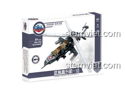 Hộp sản phẩm đồ chơi lắp ráp GBL KY98405 Trực thăng vũ trang-10, 480 mảnh ghép, dành cho bé trai 6 tuổi, chất lượng cao.