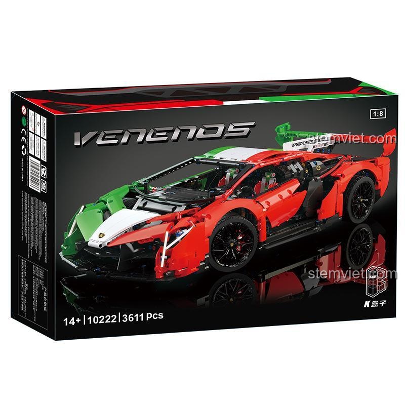 Hộp đồ chơi mô hình K Box 10222 Lamborghini Veneno, thể hiện tỉ lệ 1:8 và 3611 chi tiết, lựa chọn tiết kiệm cho con trai.