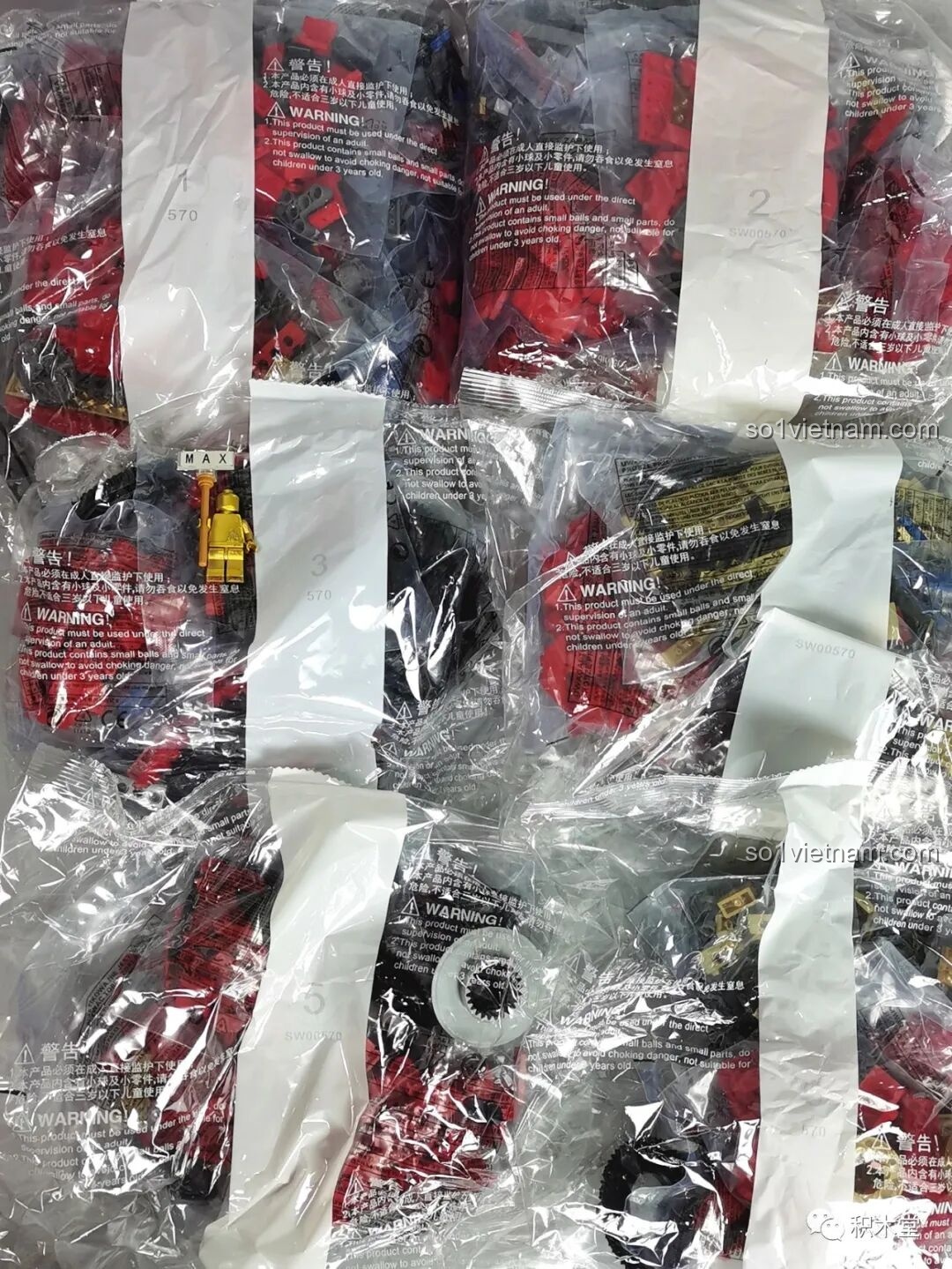 Tổng quan các túi chi tiết của KBOX V5004 Giáp Chống Hulk MK44 được phân loại theo 6 bước lắp ráp lớn. Đánh giá KBOX 5004 Hulkbuster MK44 có tổ chức.