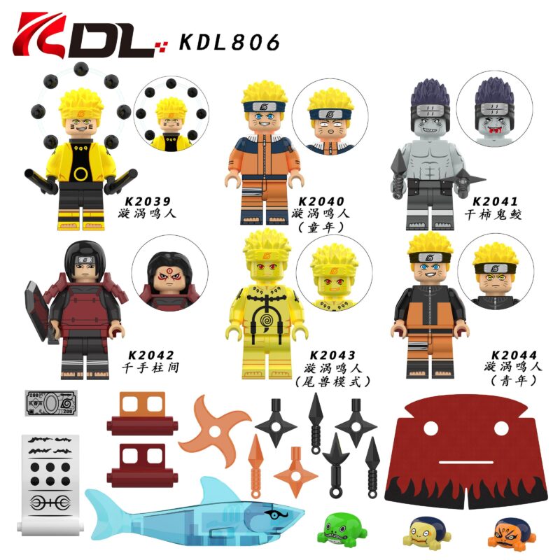 Bộ 6 Minifigure Naruto KDL KDL806, đồ chơi mô hình nhân vật Làng Lá, đồ chơi xếp hình ninja cho bé trai 6 tuổi, giá tốt