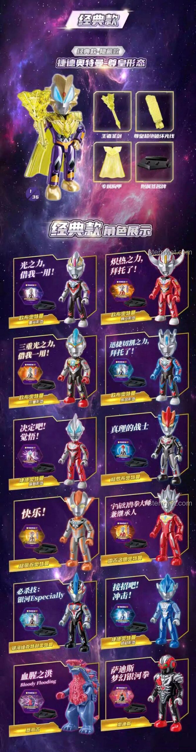 Các mô hình classic trong bộ đồ chơi Keeppley 75084 Ultraman V3.