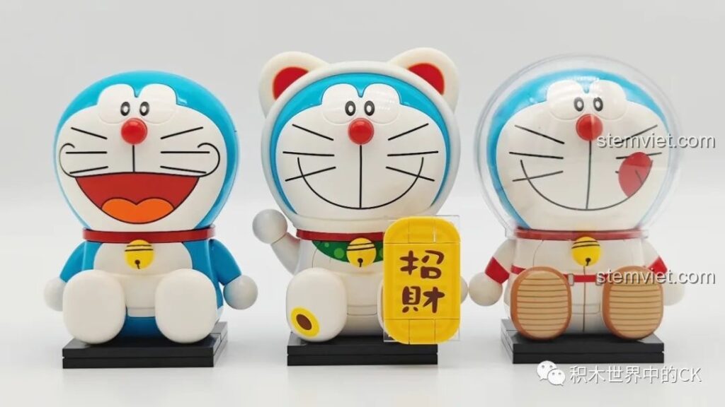 Bộ 3 mô hình lắp ráp Keeppley Doraemon K20411, K20412, K20413: cổ điển, thần tài, phi hành gia trưng bày đẹp mắt.