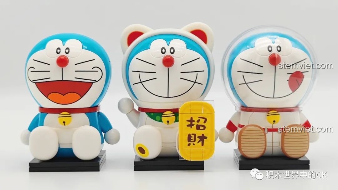 Bộ 3 mô hình lắp ráp Keeppley Doraemon K20411, K20412, K20413: cổ điển, thần tài, phi hành gia trưng bày đẹp mắt.