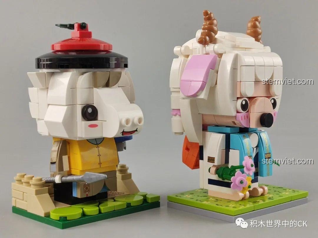 Chi tiết đầu của Mô hình Con Rồng Hoàng Gia Keeppley K10135, một phần của bộ 12 con giáp, thiết kế BrickHeadz độc đáo, cho bé trai, bé gái 6 tuổi.