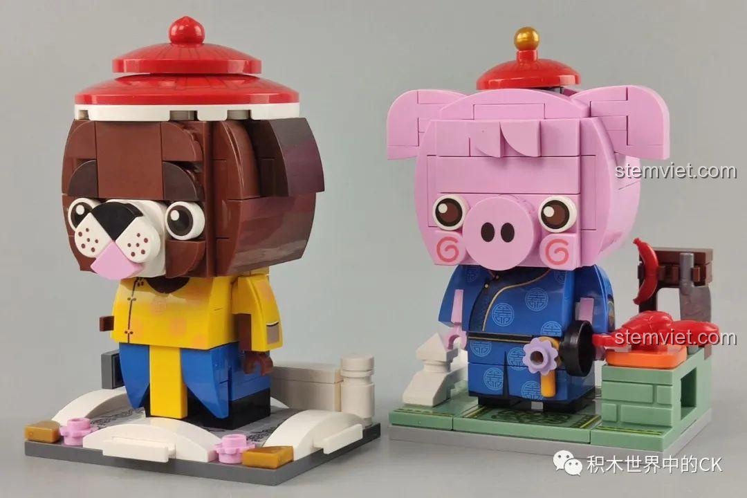 Chi tiết phụ kiện mô hình Hợi Heo Keeppley, đồ chơi mô hình Tỵ Xà Vũ Nữ và các linh vật