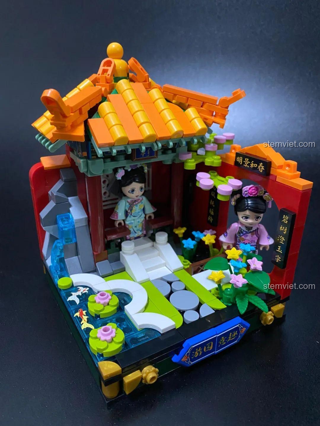 Quá trình lắp ráp bộ đồ chơi mô hình Keeppley K10146, từng bước tạo nên công trình cung đình chi tiết, phù hợp cho bé gái 6 tuổi.