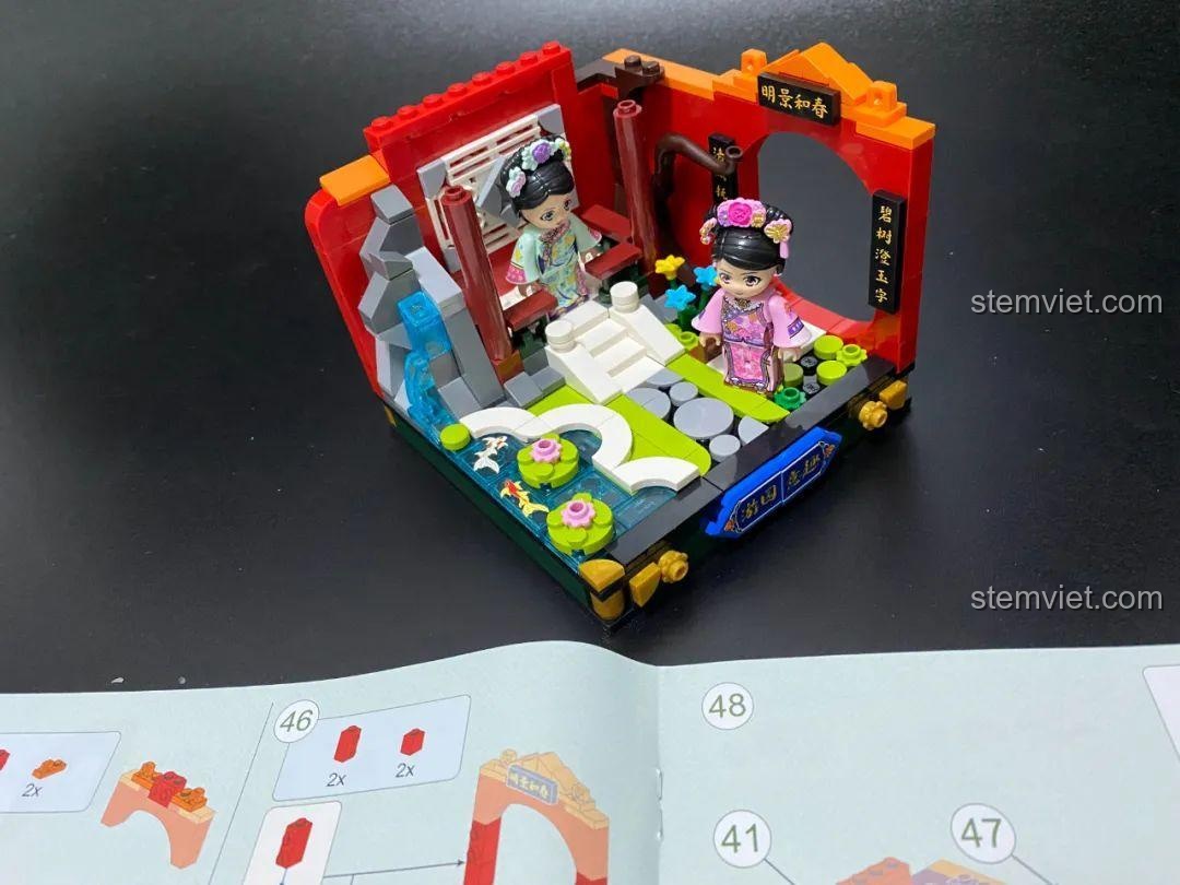 Quá trình lắp ráp bộ đồ chơi mô hình Keeppley K10146, từng bước tạo nên công trình cung đình chi tiết, phù hợp cho bé gái 6 tuổi.
