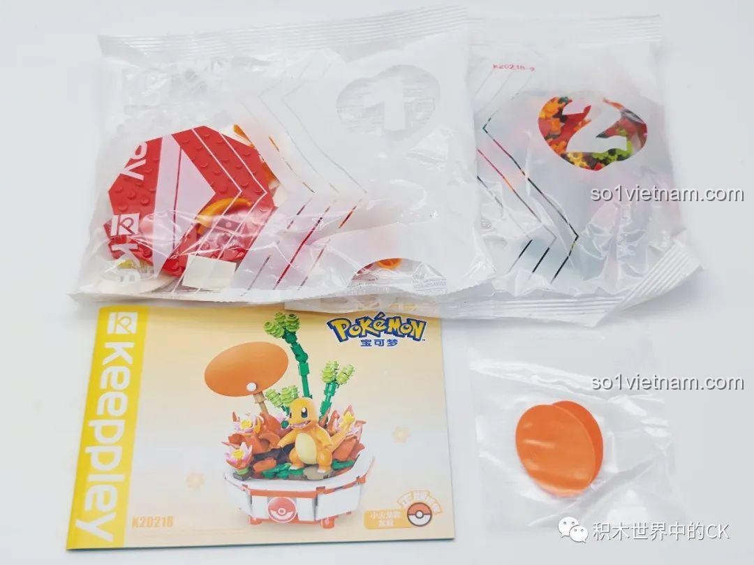 Các gói sản phẩm và hướng dẫn lắp ráp của Keeppley K20217 Pokemon Pikachu Bonsai