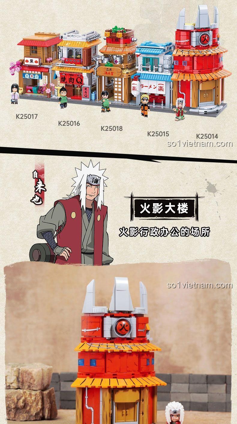 Chi tiết mô hình Keeppley K20514 Làng Lá Tòa nhà Hokage