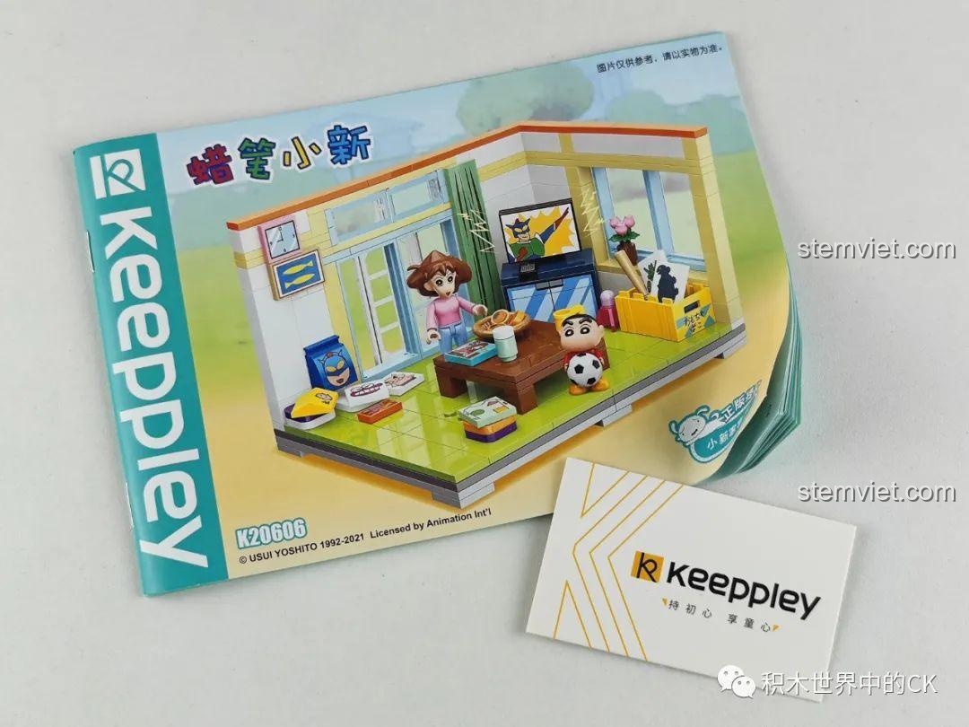 Các túi mảnh ghép của bộ lắp ghép Phòng khách nhà Crayon Shin-chan Keeppley, đồ chơi lắp ráp Nội thất nhà Crayon Shin-chan 20606, cho bé 7 tuổi.