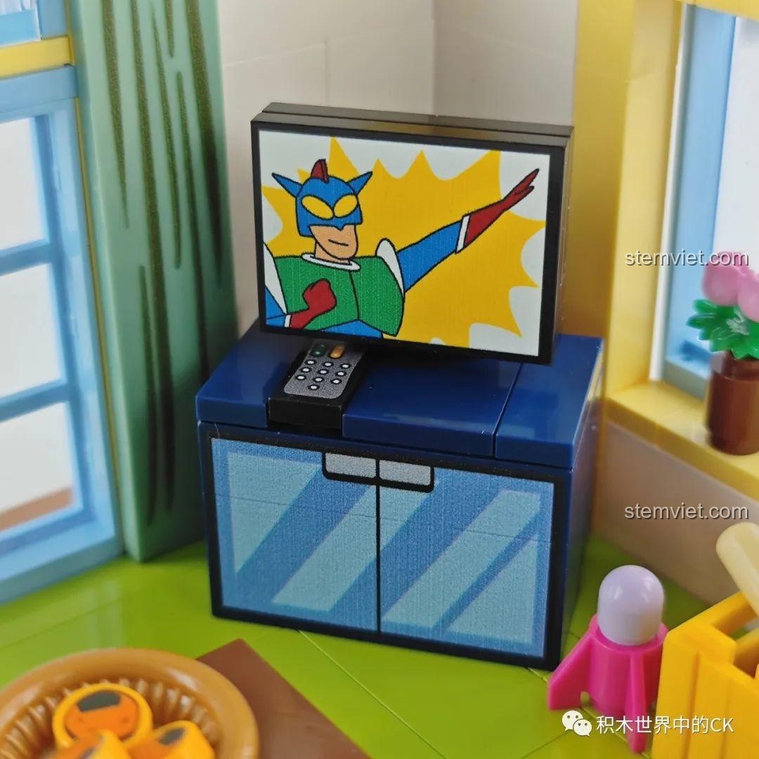 Quá trình xây dựng tường của bộ lắp ghép Phòng khách nhà Crayon Shin-chan Keeppley, đồ chơi lắp ráp Nội thất nhà Crayon Shin-chan 20606, cho bé trai và bé gái 7 tuổi, bền bỉ.