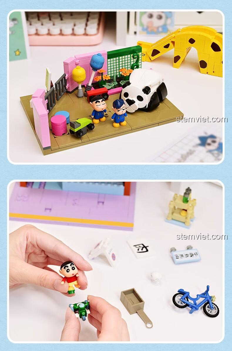 Một góc nhìn khác của bộ đồ chơi mô hình Cảnh Shin-chan và Kazama ở trường.