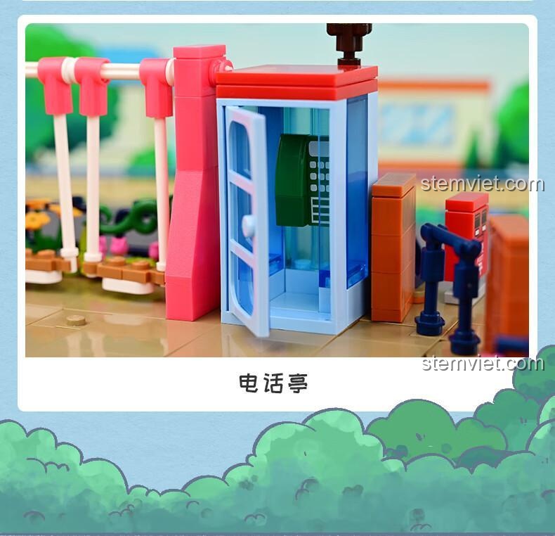 Chi tiết bốt điện thoại công cộng trong bộ đồ chơi mô hình Keeppley K20616.