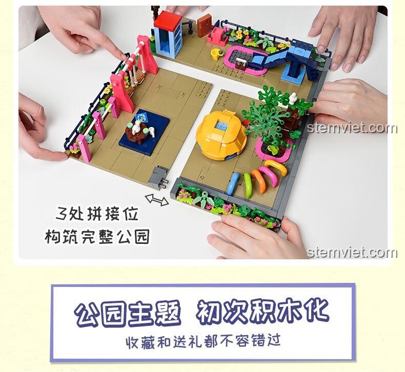 Mô hình có 3 điểm kết nối để tạo thành một công viên hoàn chỉnh, dễ dàng tháo lắp.