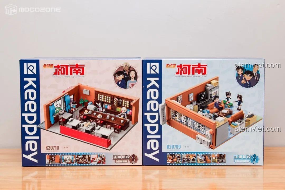 Hai hộp bộ đồ chơi Keeppley K20709 và K20710, mô hình Văn phòng Thám tử Mori và quán cà phê, đồ chơi xây dựng giá tốt