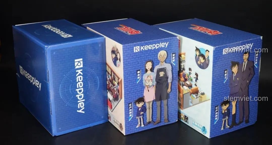 Ba hộp đồ chơi lắp ráp Keeppley Thám tử lừng danh Conan, bao gồm Văn phòng Thám tử Mori K20709.