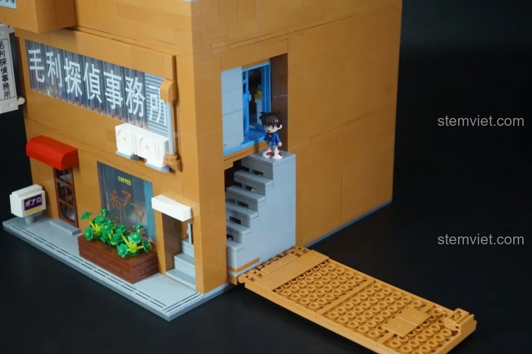 Mô hình hoàn chỉnh Keeppley K20709 Văn phòng Thám tử Mori nhìn từ bên hông, bộ lắp ghép K20709 xịn giá rẻ.