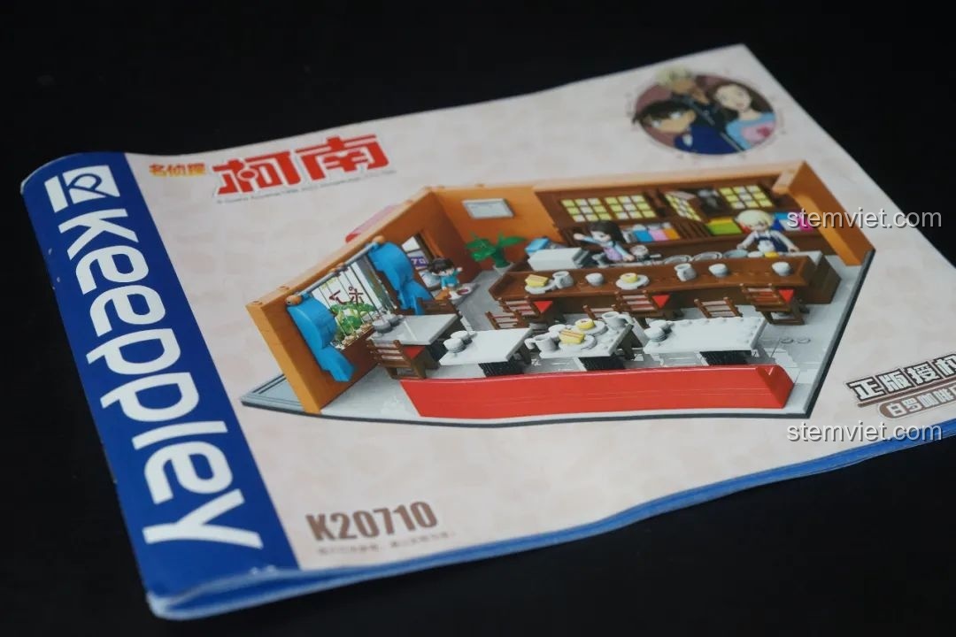 Sách hướng dẫn lắp ráp bộ Keeppley K20710 quán cà phê Poirot, đồ chơi xếp hình Thám tử Conan.