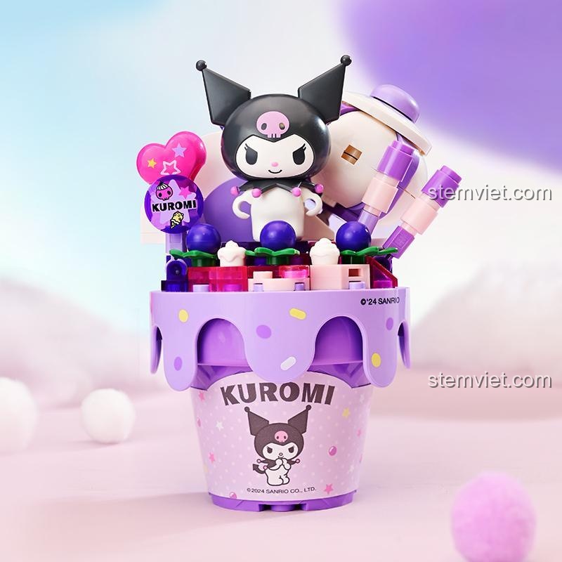 Ảnh chụp chi tiết đồ chơi mô hình 20845, nhân vật Kuromi Sanrio với biểu cảm tinh nghịch.