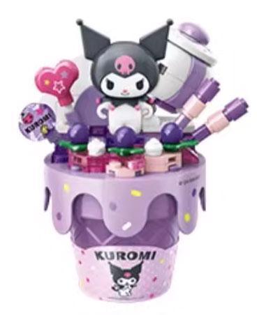 Mô hình đồ chơi lắp ghép Kem ốc quế Kuromi K20845 từ Keeppley, một bộ đồ chơi sáng tạo cho con gái 12 tuổi.
