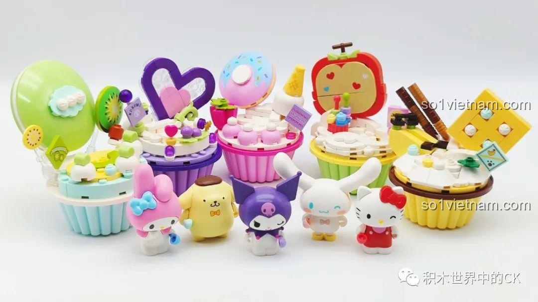 Tổng hợp các mẫu Sanrio Sweet Cupcake Series của Keeppley, thể hiện sự đa dạng và hấp dẫn của bộ sưu tập.