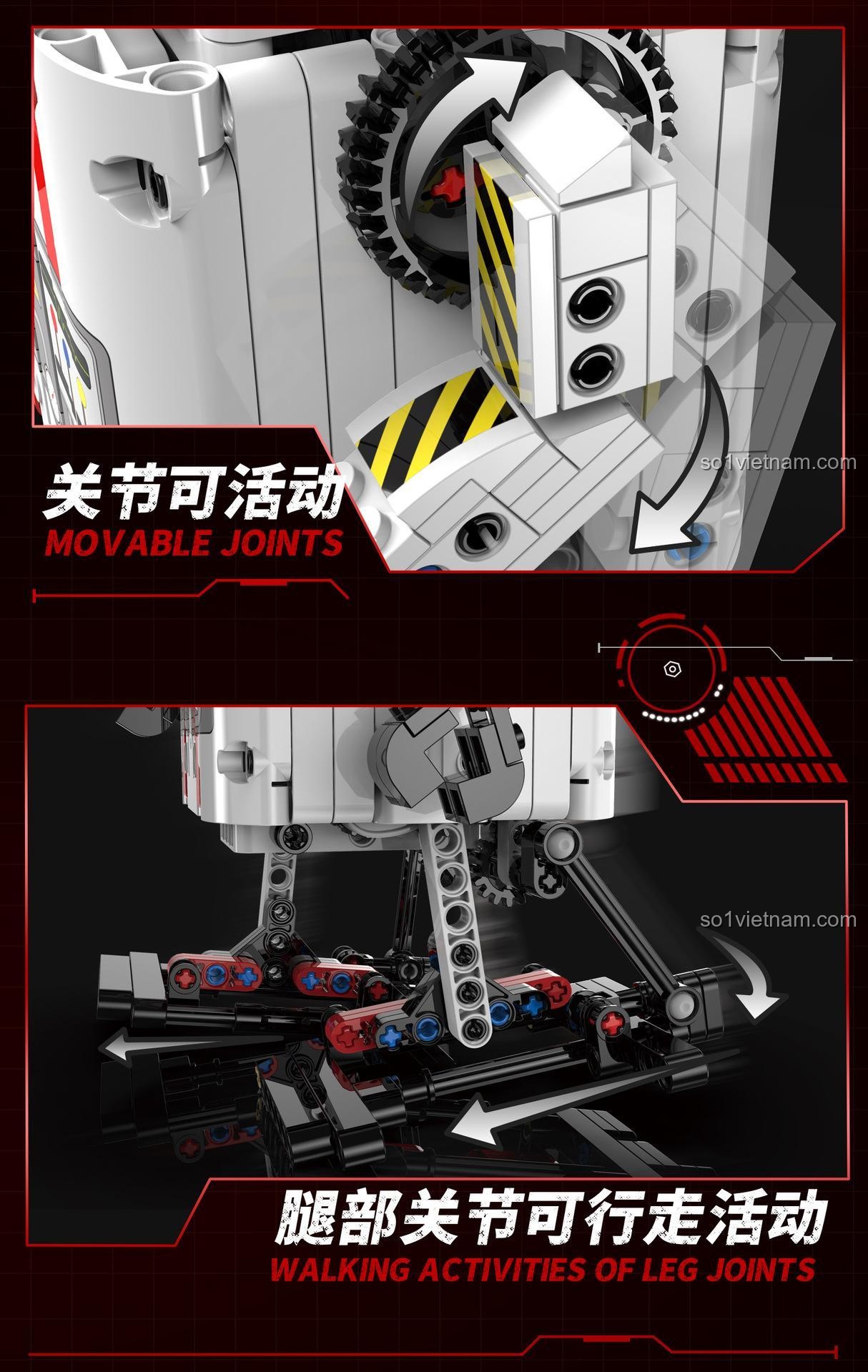 Chi tiết cận cảnh bàn tay dạng kẹp có thể cử động của robot lắp ráp Robot lập trình được 96153. Món đồ chơi mô hình Robot điều khiển qua app chất lượng cao.