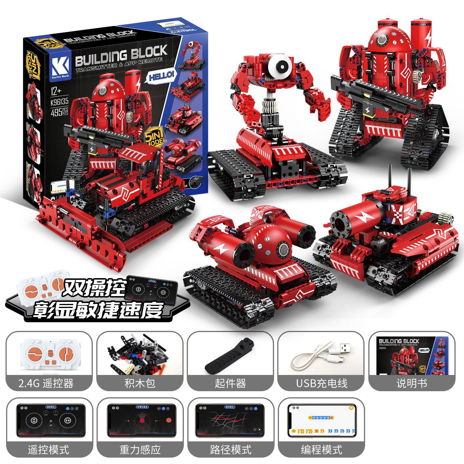 Bộ lắp ghép Robot Biến Hình 5 Trong 1 KeeYee World K96135 đồ chơi lắp ráp cho bé trai 12 tuổi, có điều khiển từ xa và lập trình được, giá tốt.