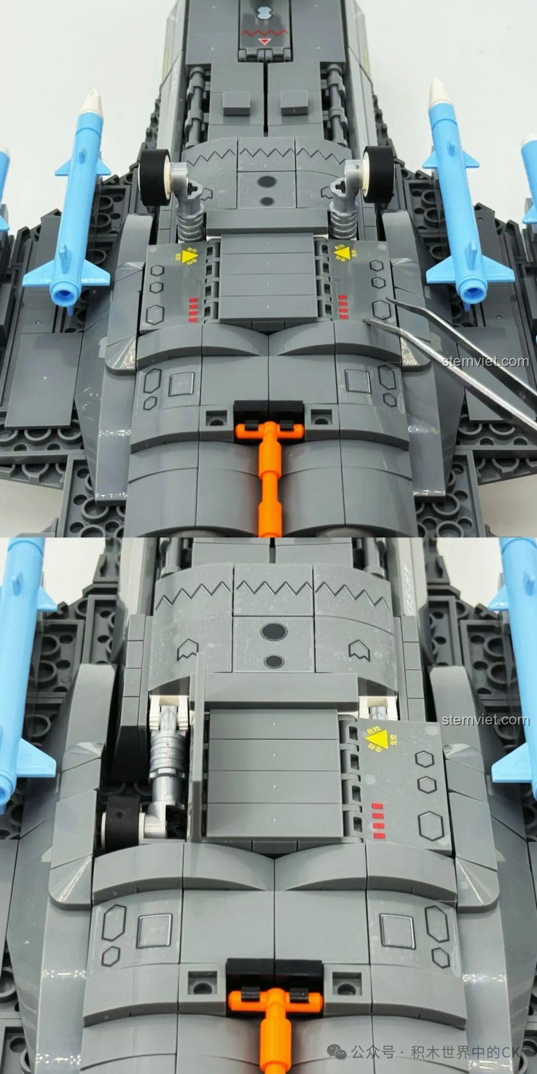 Khoang vũ khí có thể mở của tiêm kích J-35, thuộc bộ đồ chơi xây dựng Bộ 3 Máy Bay Chiến Đấu Hải Quân.