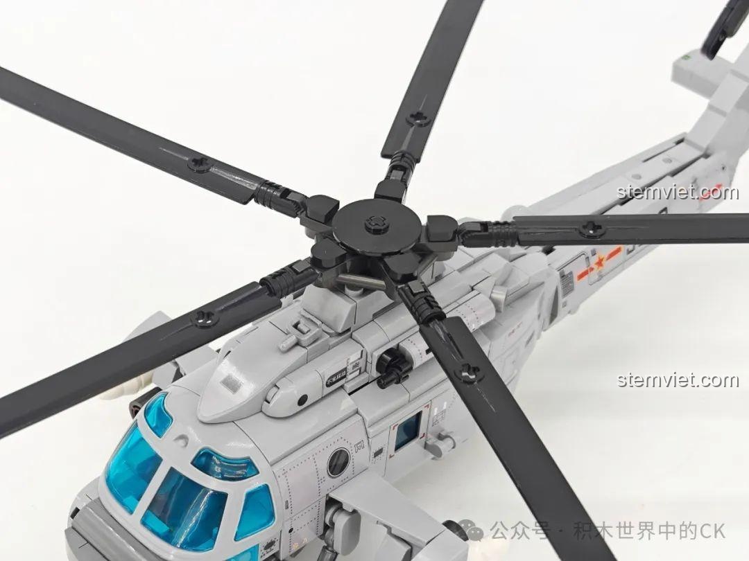 Cận cảnh khớp nối cánh quạt chính của mô hình trực thăng Z-20J, đánh giá chi tiết bộ SEMBO 202257.