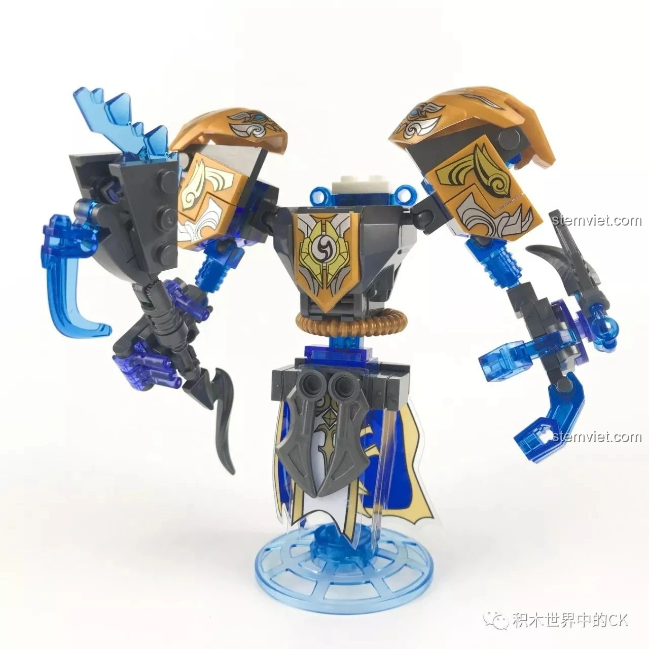 Khung xương của Mô hình Mecha Chung Quỳ SEMBO 11858 đang được lắp ráp, thể hiện cấu trúc bên trong.