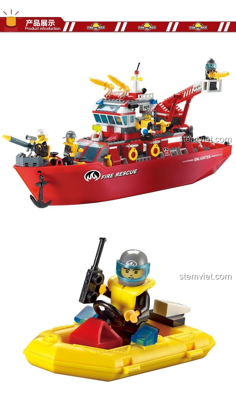 Kích thước tàu cứu hỏa đa năng Enlighten 909