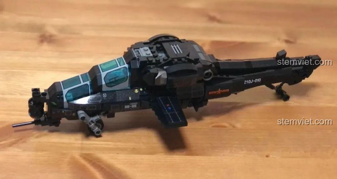 Lắp kính buồng lái, hệ thống quang điện và tháp pháo xoay cho mô hình Sembo 202119 Trực thăng tấn công Z-10.