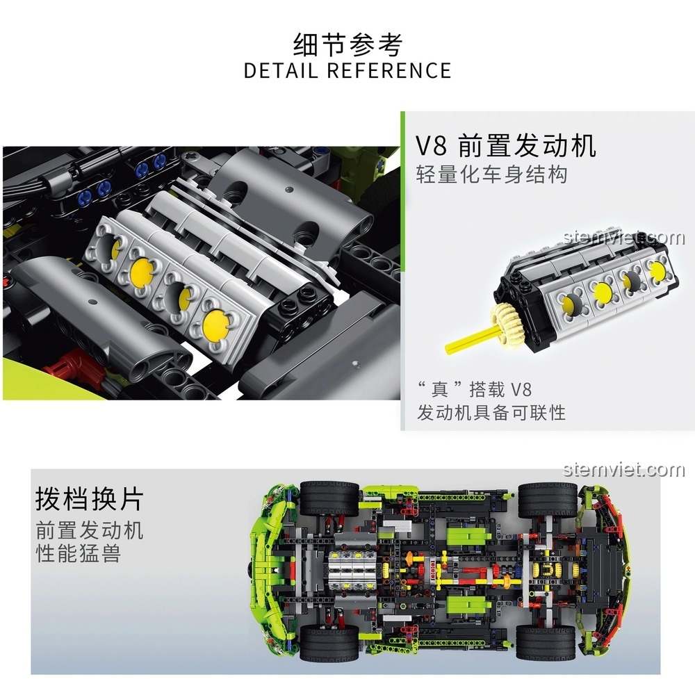 Mô hình xe Mercedes-AMG GT R màu xanh lá KIYUI 10089 - Chi tiết nắp capo