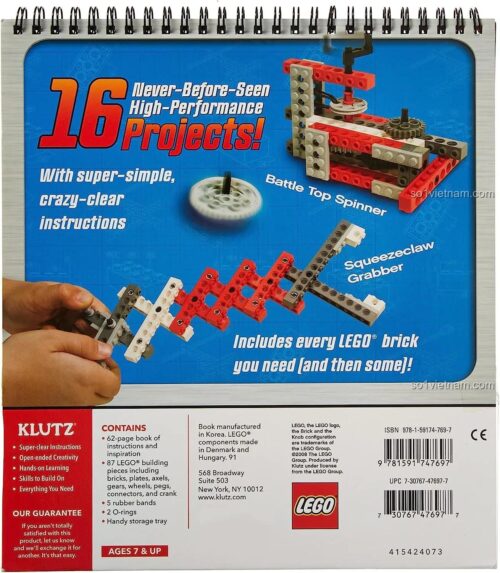 Sách hướng dẫn lắp ráp Klutz ISBN9781591747697 Crazy Action Contraptions với 16 dự án hiệu suất cao, kèm 87 chi tiết LEGO®, đồ chơi giáo dục cho bé trai 7 tuổi, giá tiết kiệm.