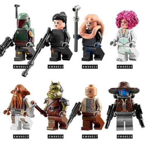 Bộ 8 nhân vật Star Wars KM66021, bao gồm Boba Fett, Fennec Shand, Bib Fortuna, Ahsoka Tano, Gamorrean Guard, Max Rebo, Cad Bane, Weequay, đồ chơi lắp ghép cho bé trai 6 tuổi