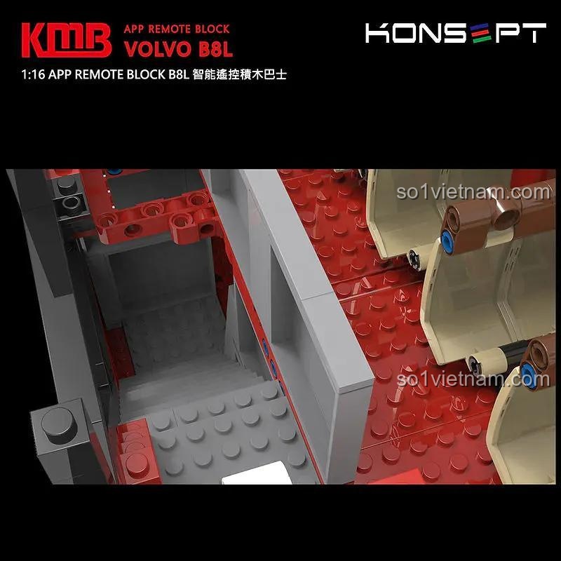 đồ chơi lắp ráp KB 800, Mô hình Xe Buýt Volvo B8L, phụ kiện động cơ và điều khiển từ xa