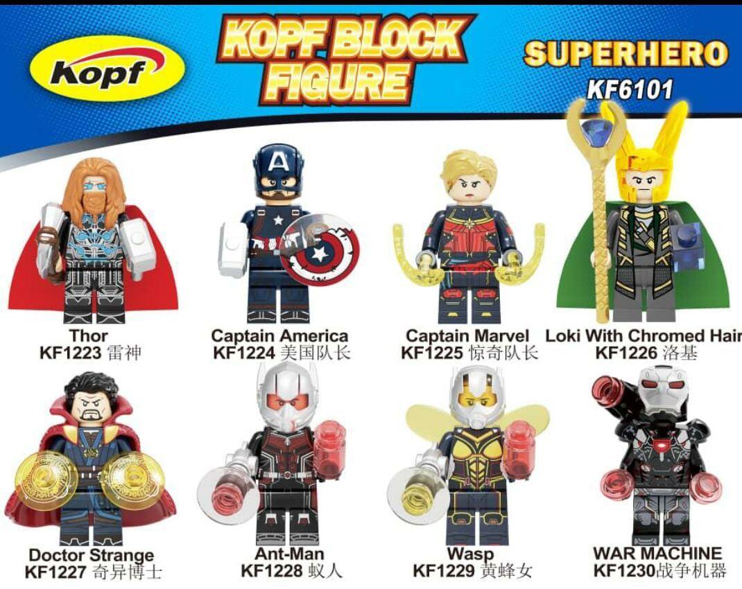 Đồ chơi mô hình Captain America Kopf KF1224, minifigure siêu anh hùng Marvel giá rẻ cho bé trai 6 tuổi.
