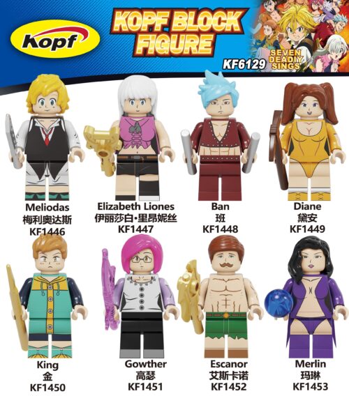 Bộ 8 Minifigure Seven Deadly Sins Kopf KF1446, KF1447, KF1448, KF1449, KF1450, KF1451, KF1452, KF1453